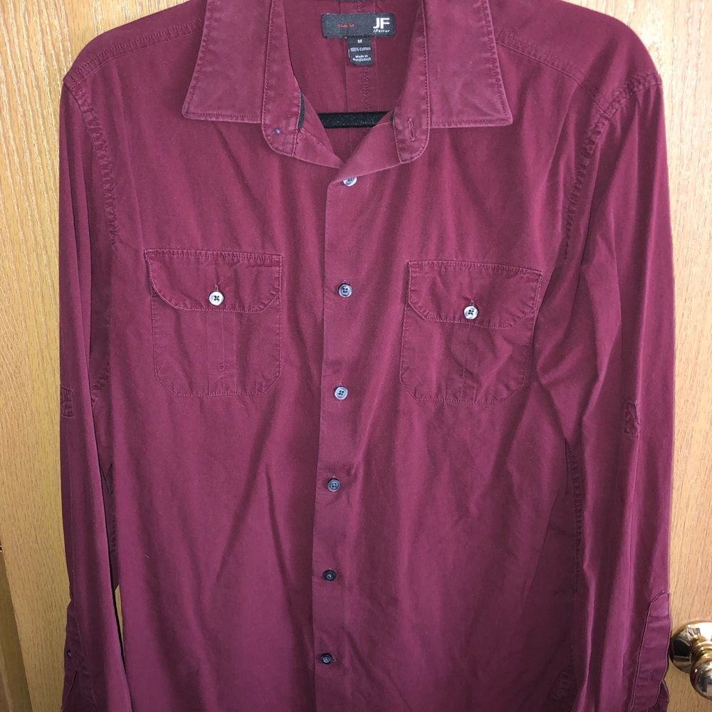 Men’s red long sleeve button down